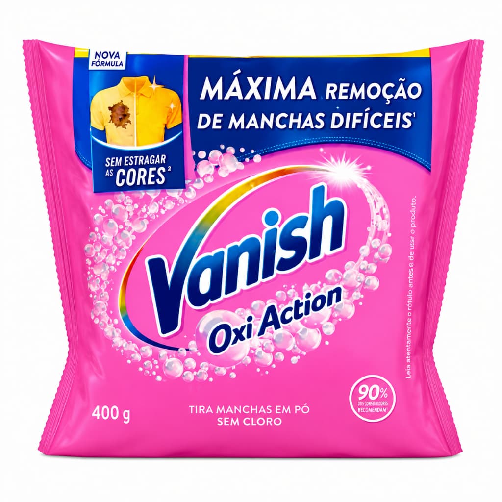 Tira Manchas Vanish 400g Oxi Action Sem Cloro Remove Manchas Difíceis Limpeza Profunda Roupas