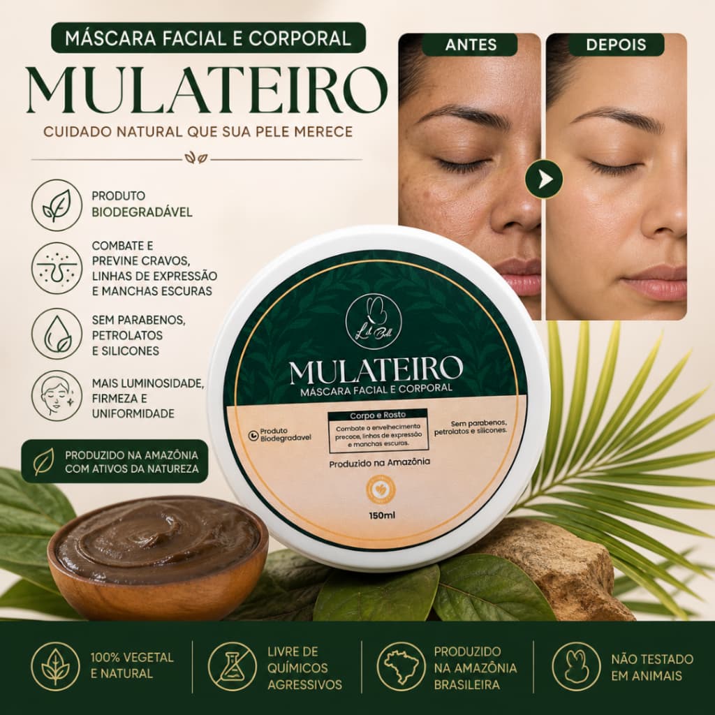 Máscara Facial e Corporal de Mulateiro 150ml