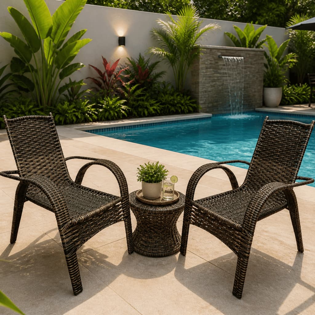 kit 2 Cadeiras Fixa de Ferro Assento em Fibra Confortável no Jardim, Sala Estar e Moderna Decoração Beleza Resistente