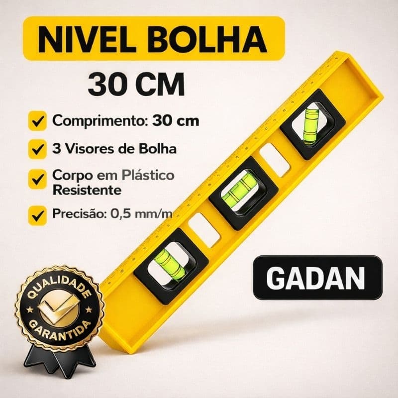 Nível de Bolha 30cm Ferramenta Profissional 0,5mm/m Resistente