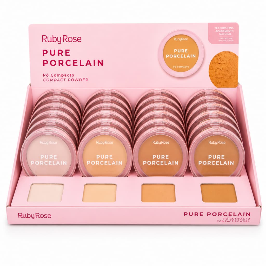 Pó Compacto Ruby Rose Pure Porcelain Efeito Matte Alta Fixação – Pó Facial