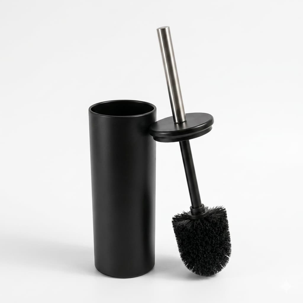 Escova Sanitária Suporte Higiênico Matte Preto Cinza Branco Design Moderno Banheiro Elegante