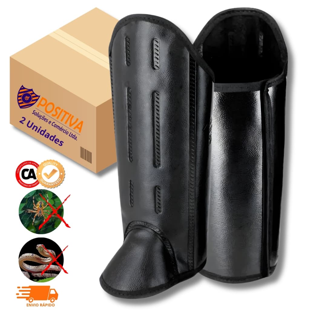 Kit 2 Perneira Anti Picada de Cobra Bidim 3 Talas Caneleira Velcro Premium EPI Jardinagem com CA