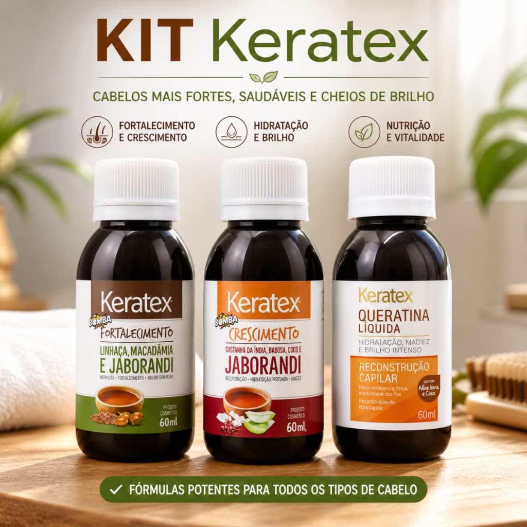 Kit Keratex Bomba Capilar Crescimento Fortalecimento Queratina 3x60ml