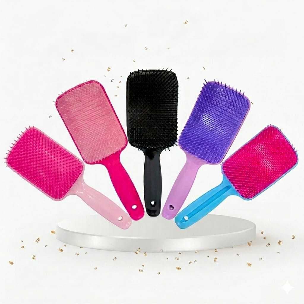 Escova Raquete Desembaraçadora Pente de Cabelo Flex Salão Cores Variadas Cerdas Macias Qualidade