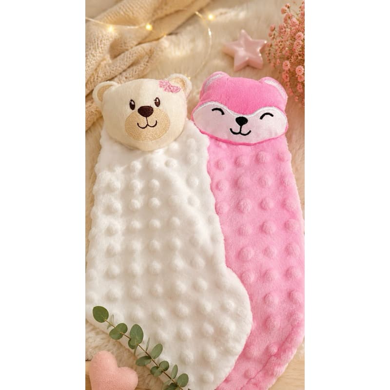 Kit 2 naninhas infantil,naninha pipoquinha,naninha macia bebê, naninha para dormir,paninho de bebê,presente para bebê