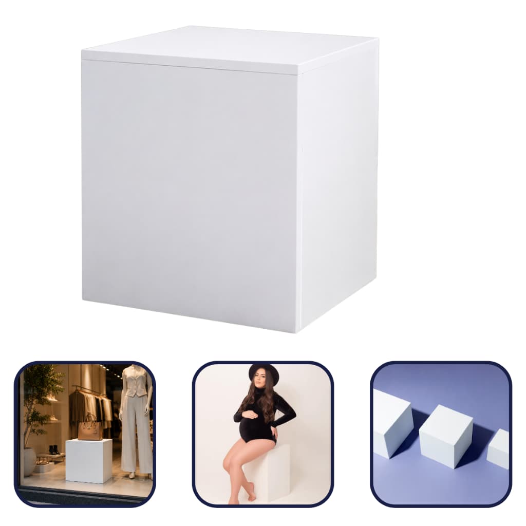 Cubo Expositor Para Vitrine Manequim Loja 40x35x35cm MDF Branco