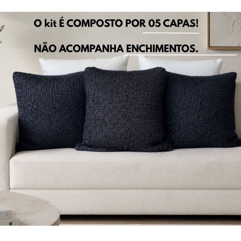 Kit Capa Almofada Charme 5 Peças Sofá Luxo