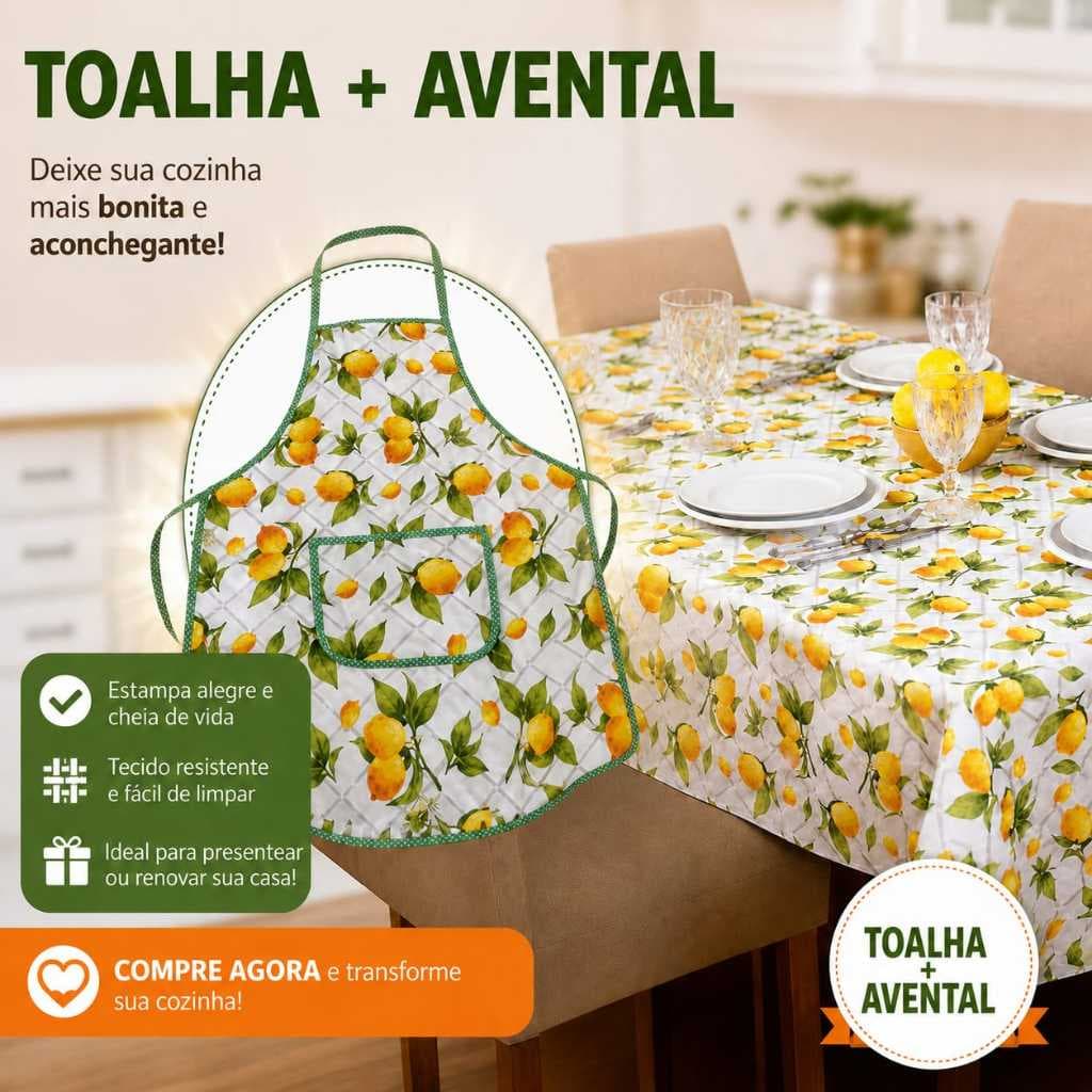 Toalha de mesa Oxford com tecido Resistente e fácil de lavar mesa  6 lugares limão