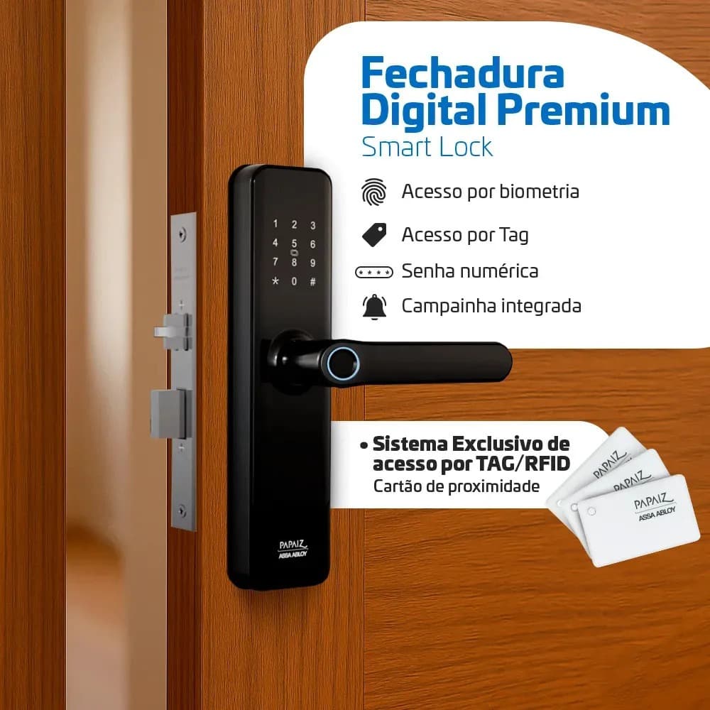 Fechadura Eletrônica Digital Papaiz SL150 Touch Screen Biometria
