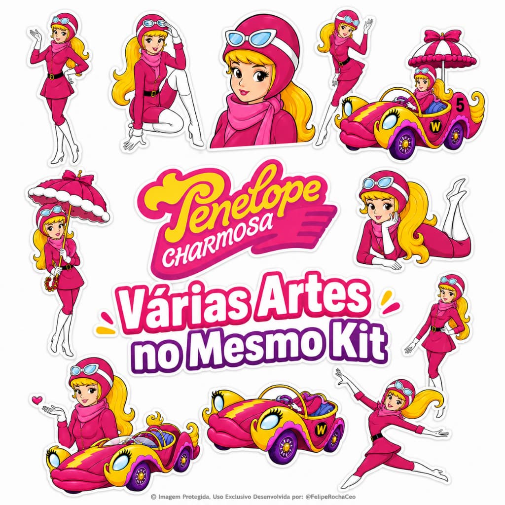 Cartela Adesivo Penélope Charmosa Moto Biz Capacete Feminino