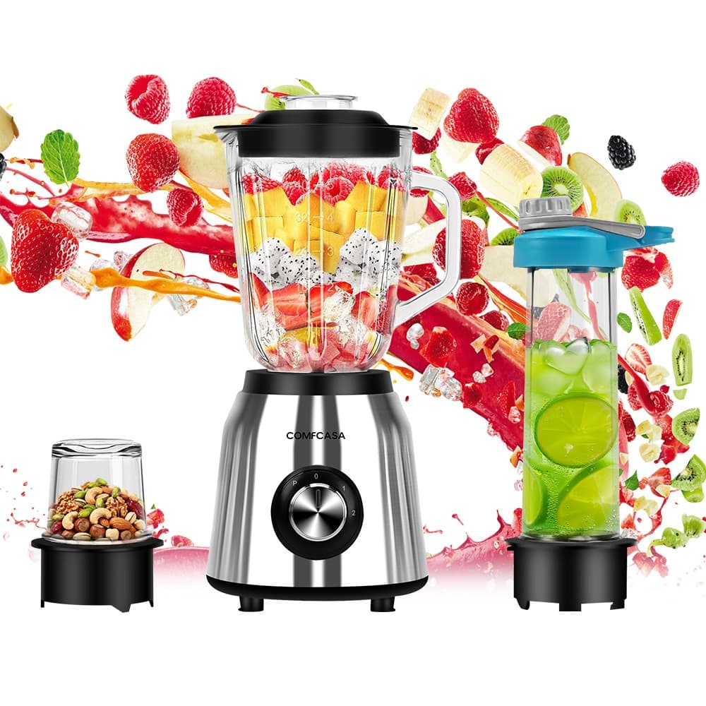 Liquidificador copo de vidro1,5 L, 1200 W, lâmina e base em aço inoxidável