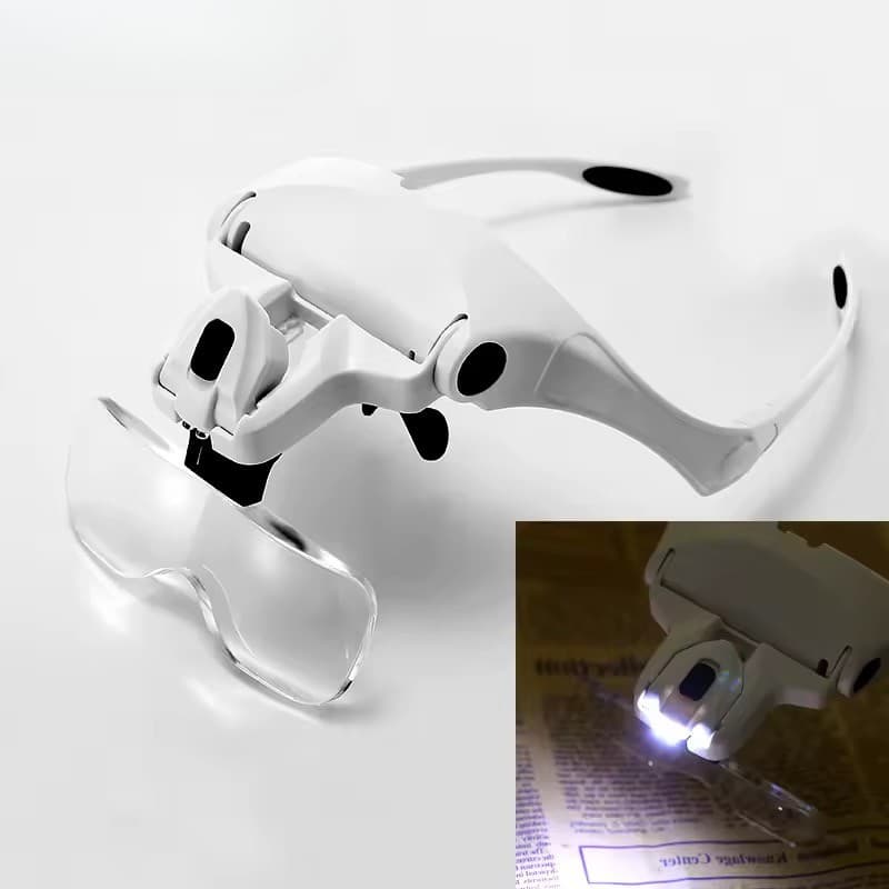 Lupa de Cabeça Profissional com 5 Lentes de Aumento LED  Óculos para Estética, cilios, micro reparo