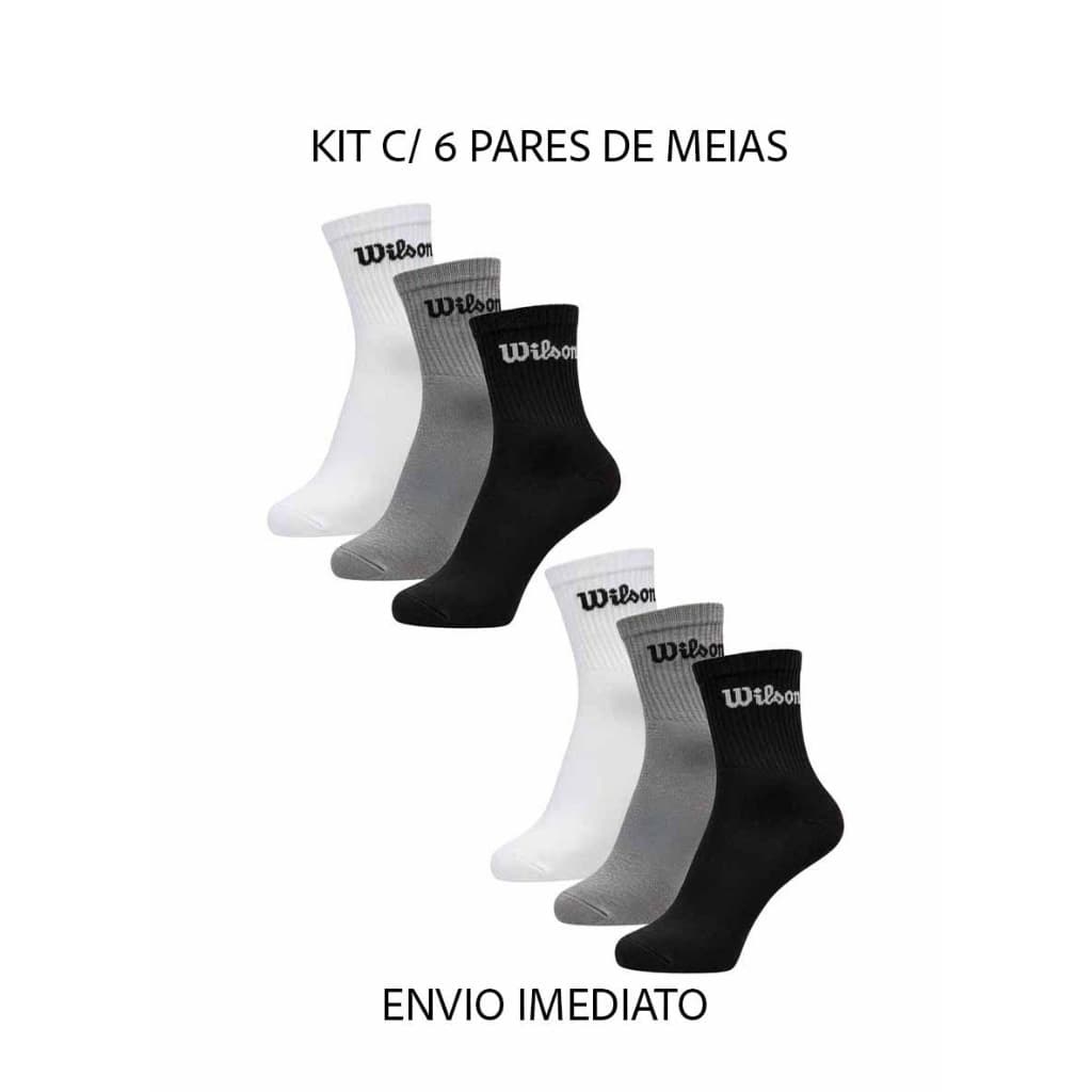 Kit 6 meias cano longo canelada marca Wilson originais
