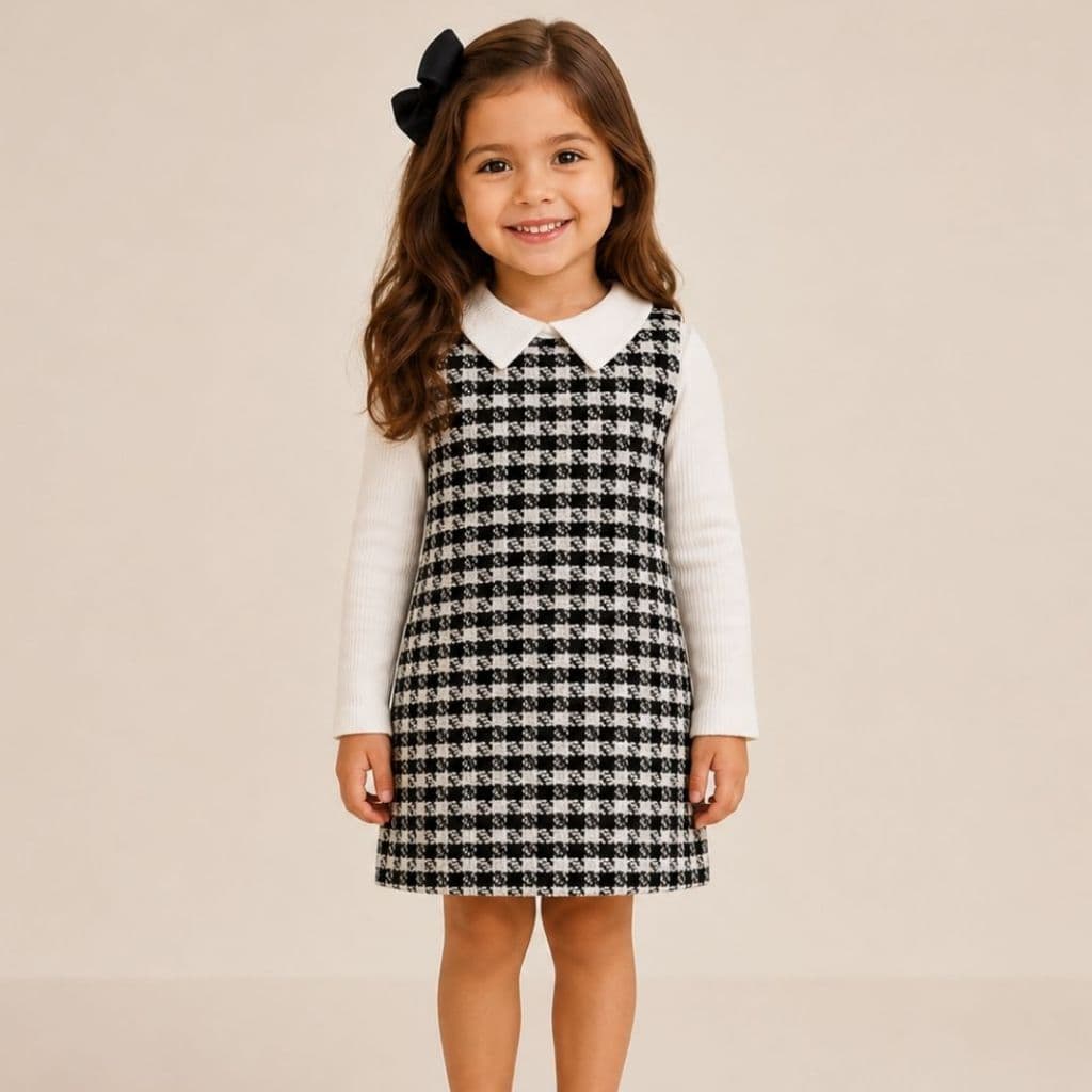 Vestido Tweed Infantil / TAM 4 ao 10 / Vestido Manga longa Moda Blogueirinha / Estiloso