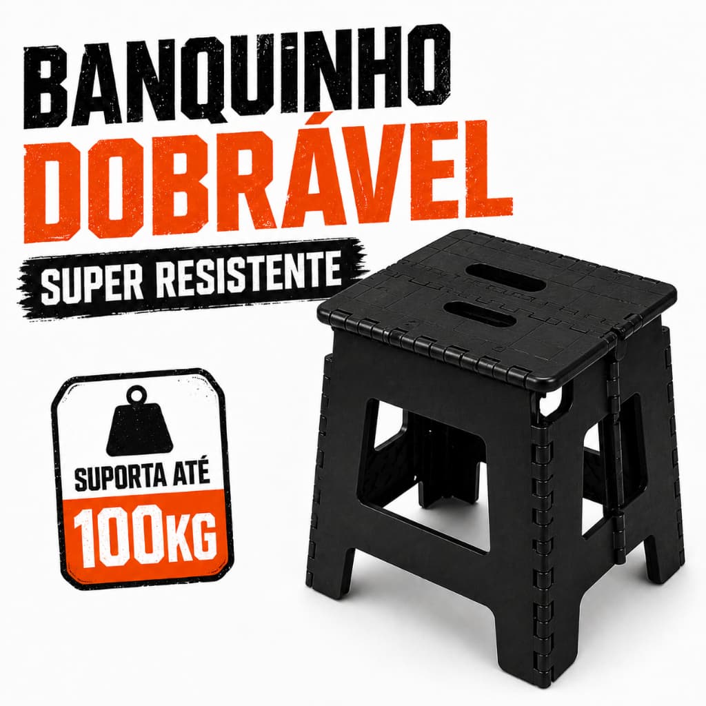 Banqueta Dobrável Plástico Reforçado 100kg Banco Dobrável Multiuso Camping Pesca Viagem Compacto Retrátil Portátil