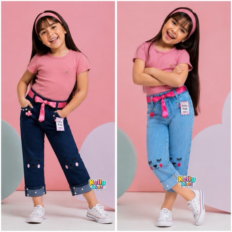 Calça Jeans Infantil Feminina Capri