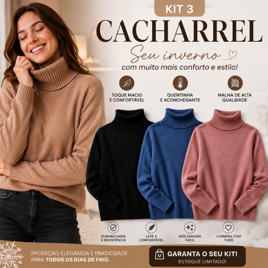 Kit Blusa Cacharrel Sueter Inverno Toque Macio Premium Quentinho Elegante Tamanho Unico