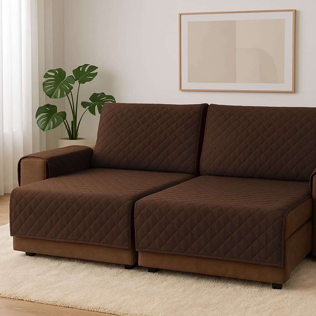 Protetor capa de para sofá king reclinável 1,80m x 2,40m com porta objetos modelo elegance