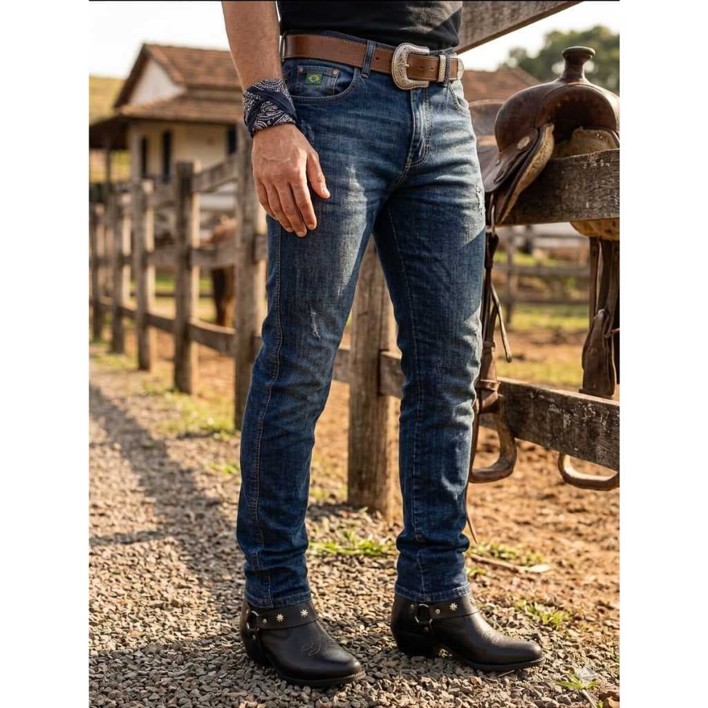 Bota Botina Country Cowboy Rodeio Couro legitimo Solado leve