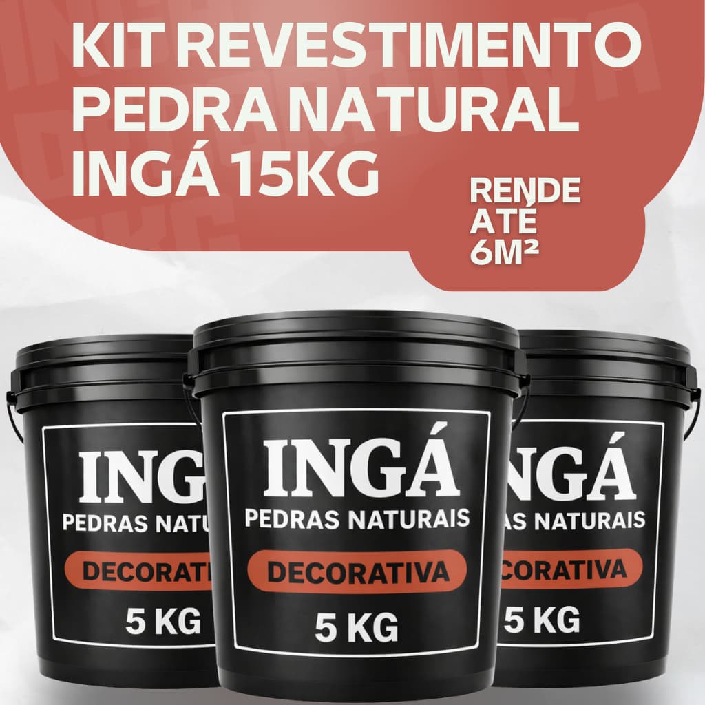 KIT REVESTIMENTO PEDRAS NATURAIS INGÁ 15kg - Revestimento Decorativo para Paredes e Banheiros