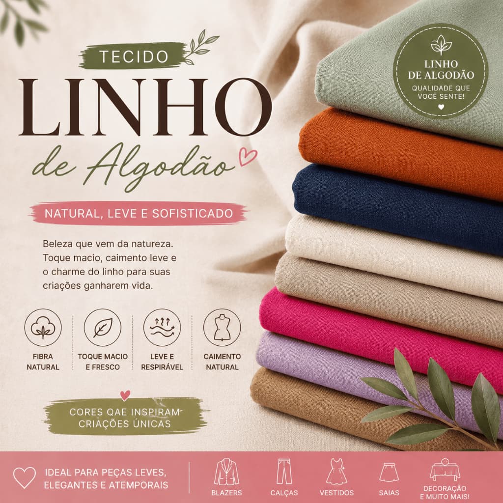 Tecido Linho de Algodão