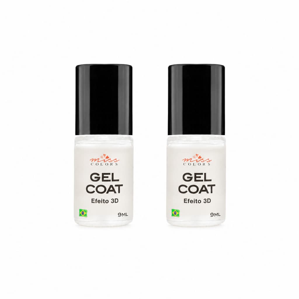 Kit 2 Top Coat Extra Brilho Efeito Gel 9ml Secagem Rápida Finalizador de Esmalte Brilho Intenso para Unhas Miss Colors