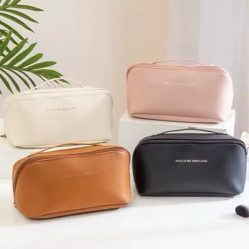 Bolsa Necessaire Feminina para Maquiagem e Cosméticos Couro De Capacidade Portátil