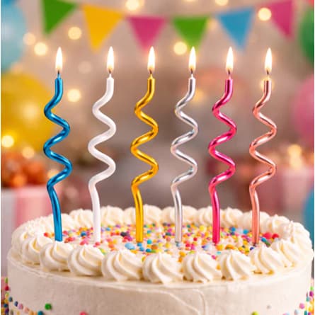 Vela de Aniversário Espiral Prata Metalizada Silver Festas - Kit c/ 4 unidades