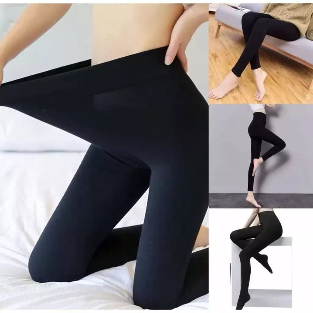 Meia Calça Flanelada Cintura Alta Com Pé Fio 80 Térmica Preta Feminina Frio forrada
