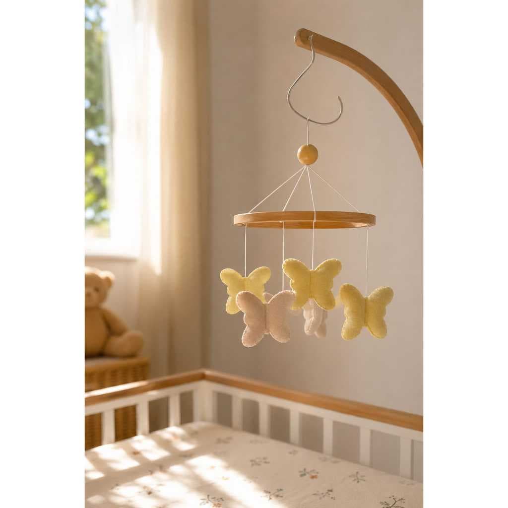 Móbile Artesanal Borboletas em Feltro - Maternidade, Decoração, Quarto de bebê