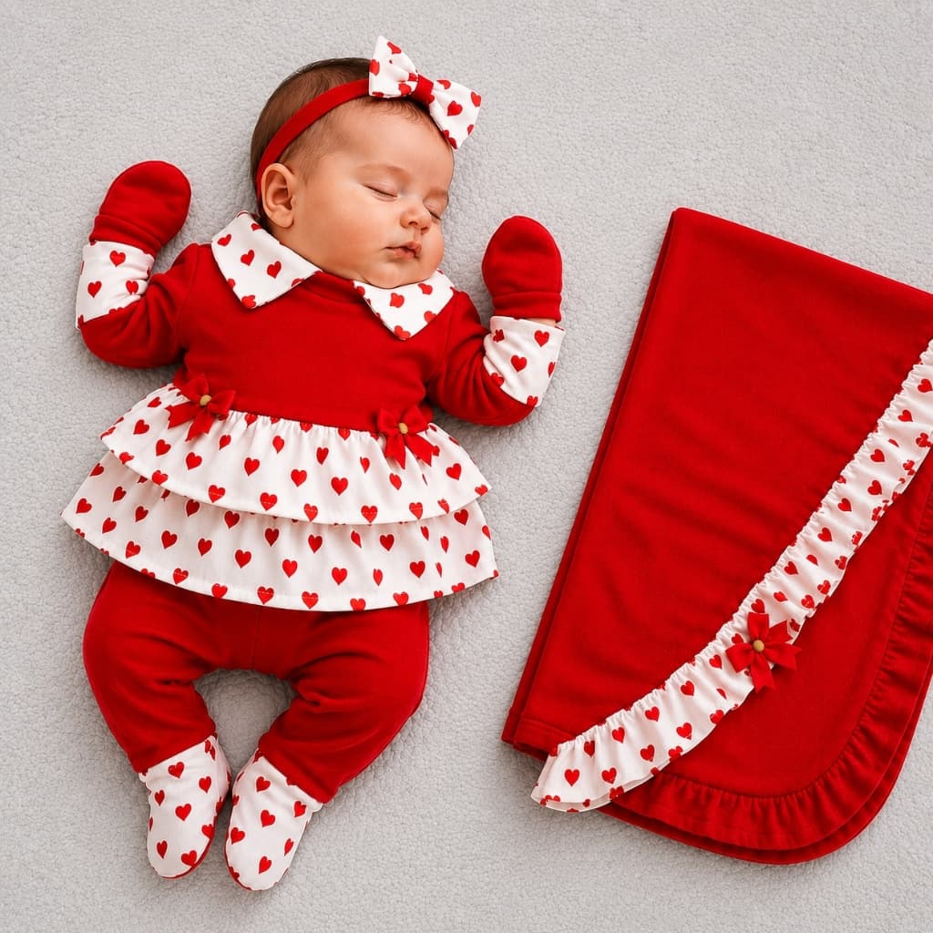 Saída de Maternidade Menina 100% Algodão Antialérgico Luxo 5 Peça