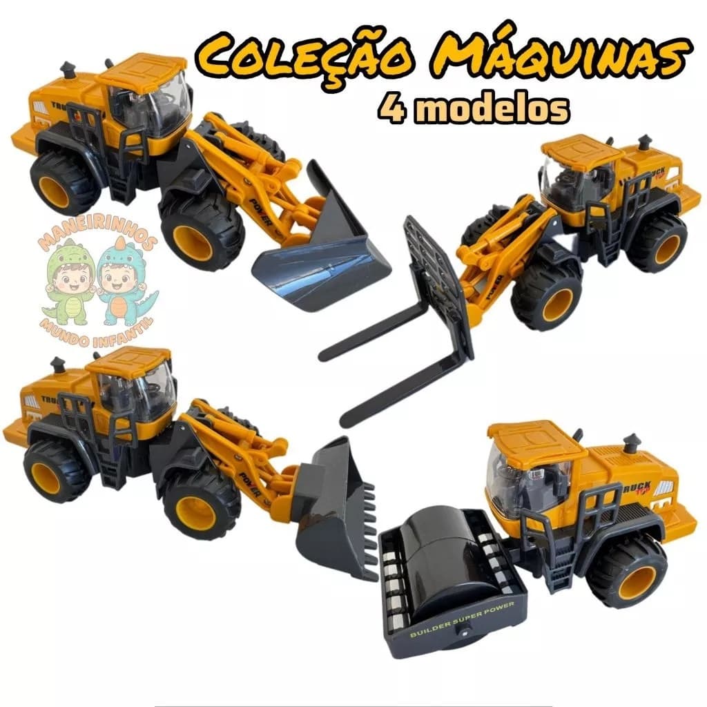 Kit Maquinas de Construção Infantil Fricção Escala 1:55 Veículos Pesados Brinquedo Educativo -trator-colecionavel carro