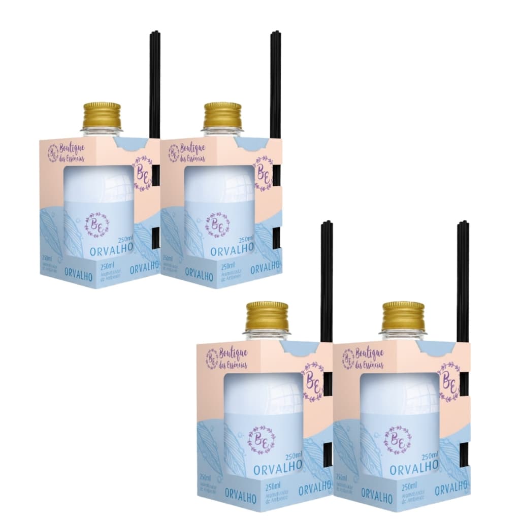 Kit 4 Aromatizador Ambiente 250ml Varetas BE Orvalho Perfume Ambiente Premium