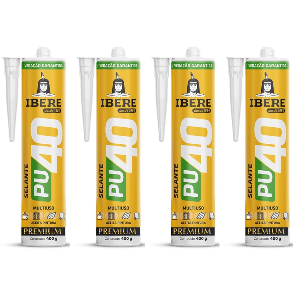 Kit 04 Selantes Poliuretano Ibere Adesivo Pu40 Flex Cores