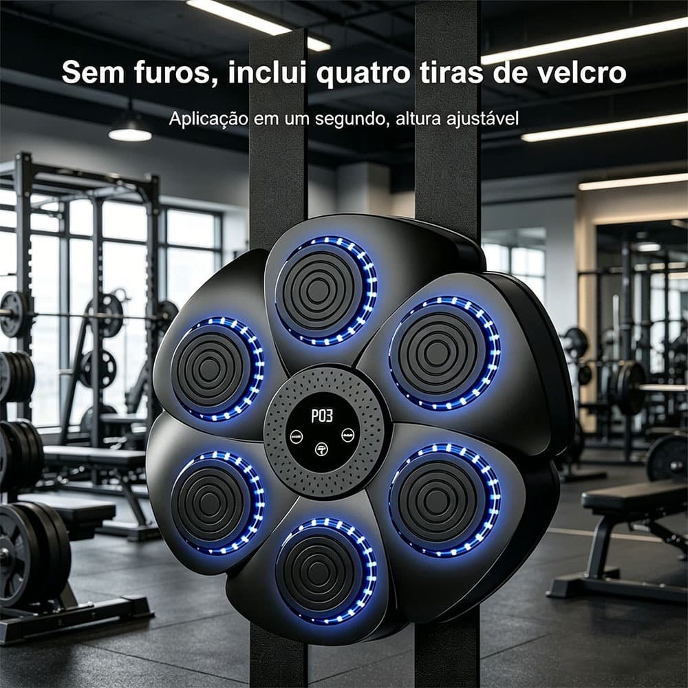 Máquina De Boxe Inteligente Bluetooth Led 6 Alvos Anti Estresse Sem Furos Treino Em Casa