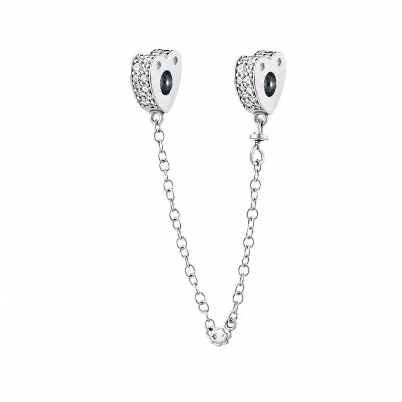 Trava de Segurança Tipo Berloque Cravejada Aço Inox 316L Universal Click Joia Presente Luxo Feminina