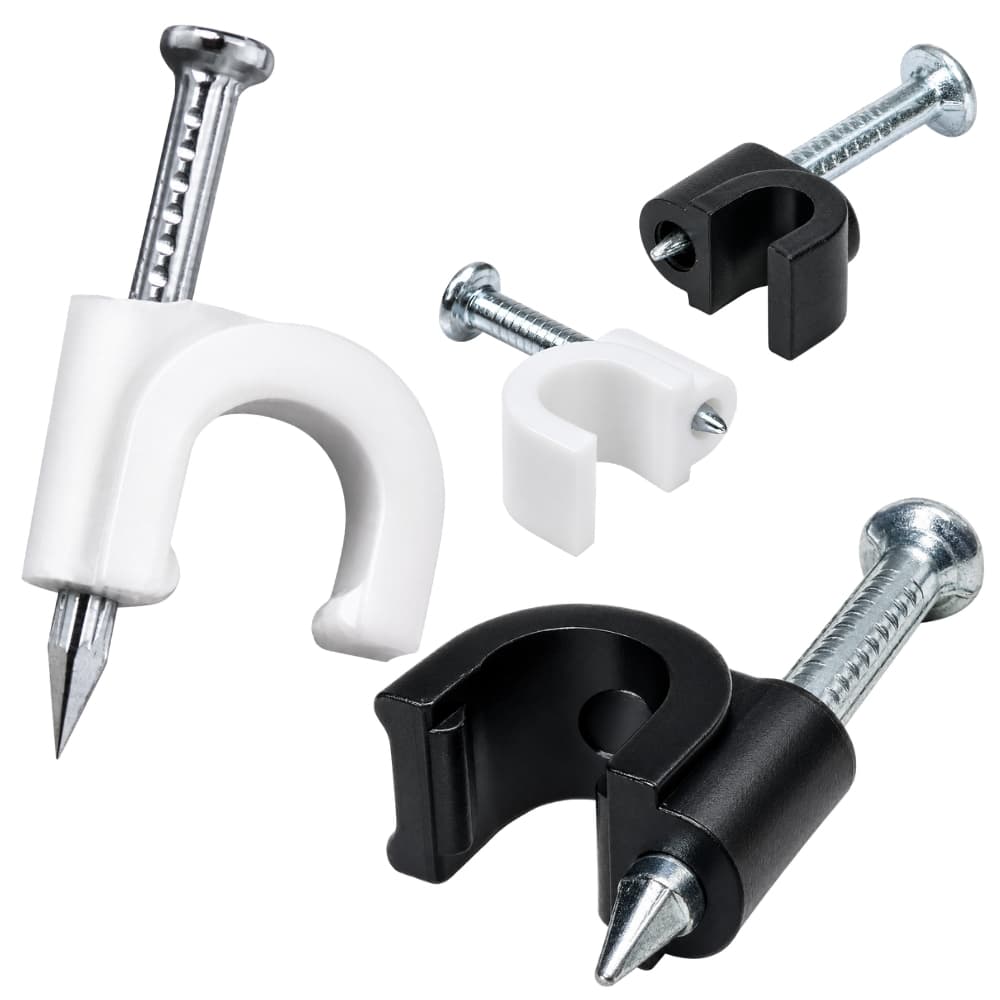 Kit Grampo Fixa Fio Cabo 6mm Miguelão Branco ou Preto Nylon/aço