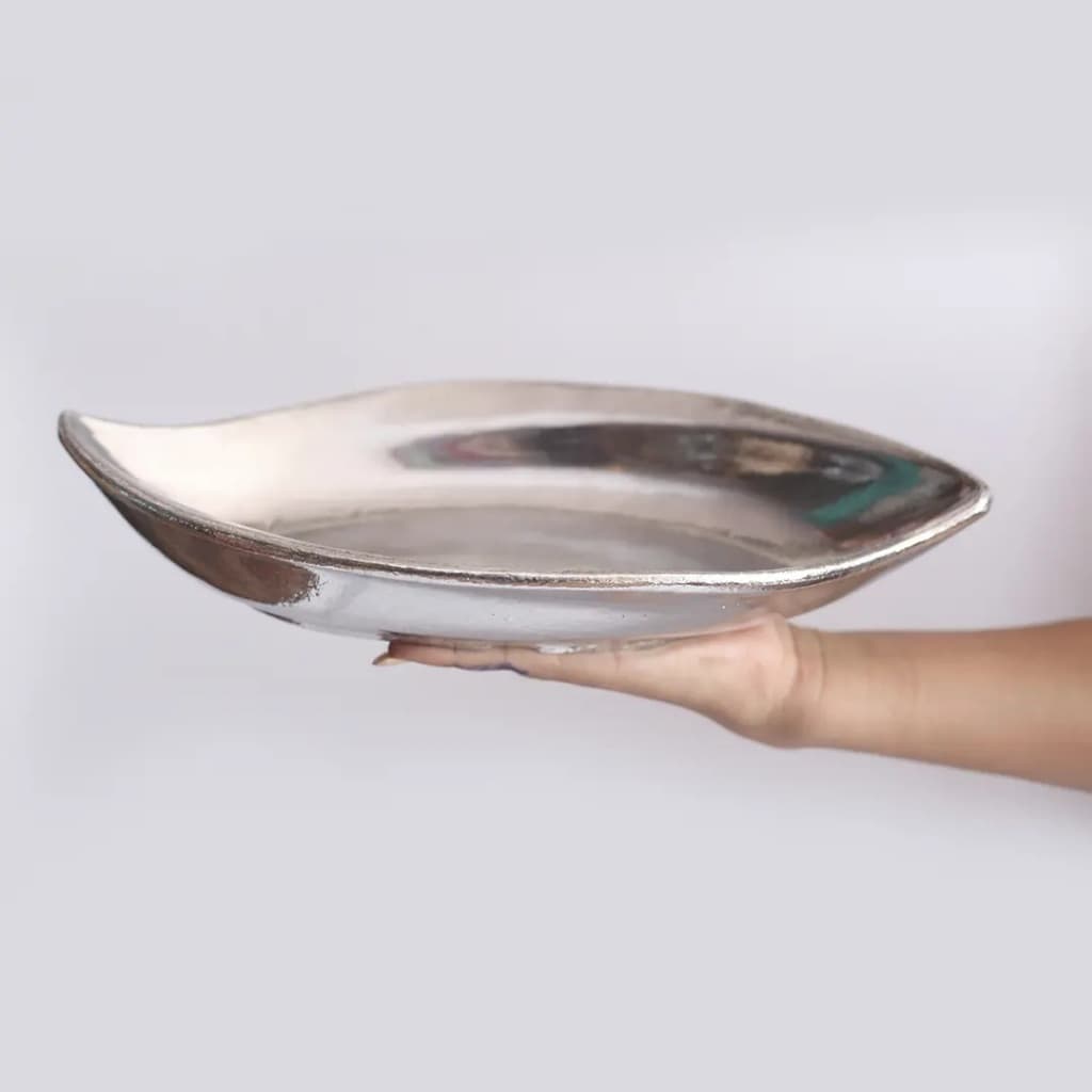 Petisqueira Travessa Folha Alumínio Grande Luxo Servir 32cm