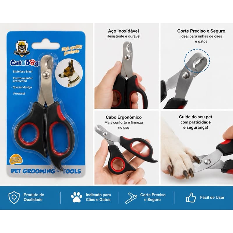 Cortador de Unha Para Cães e Gatos Aço Inox Pet Grooming