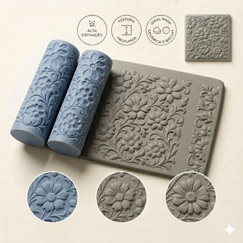Marca Decorativa  Rolo de Textura - Jardim Vitoriano Relevo para Artesanato Design Elegante e Durável