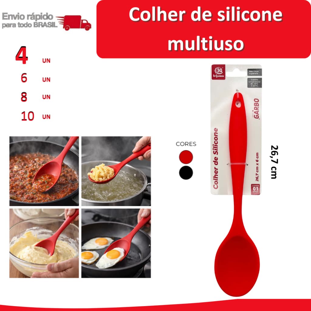 10/8/6/4 Colher de Silicone multiuso cozinha talher casa restaurante comida chef faca garfo