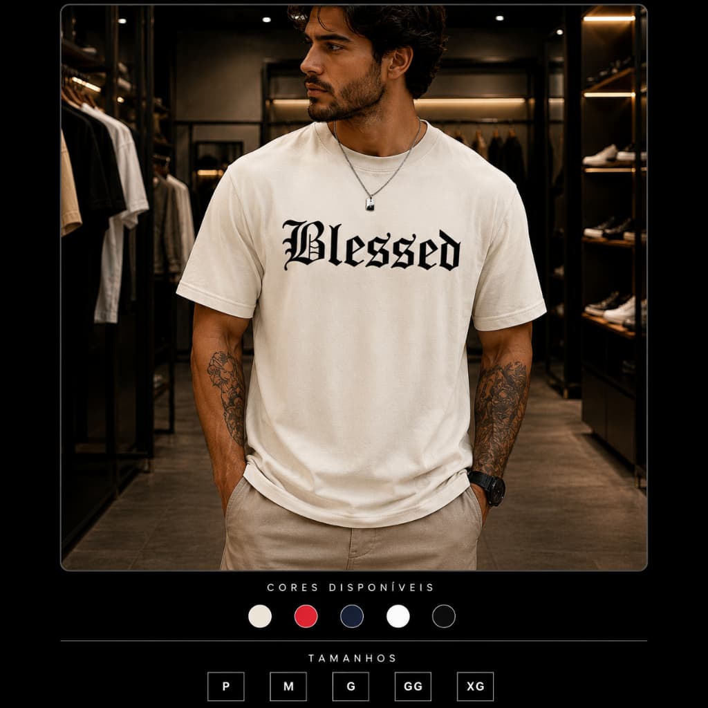 Camisa masculina Blessed, camisa masculina, camisa algodao, camiseta premium, camisa preta