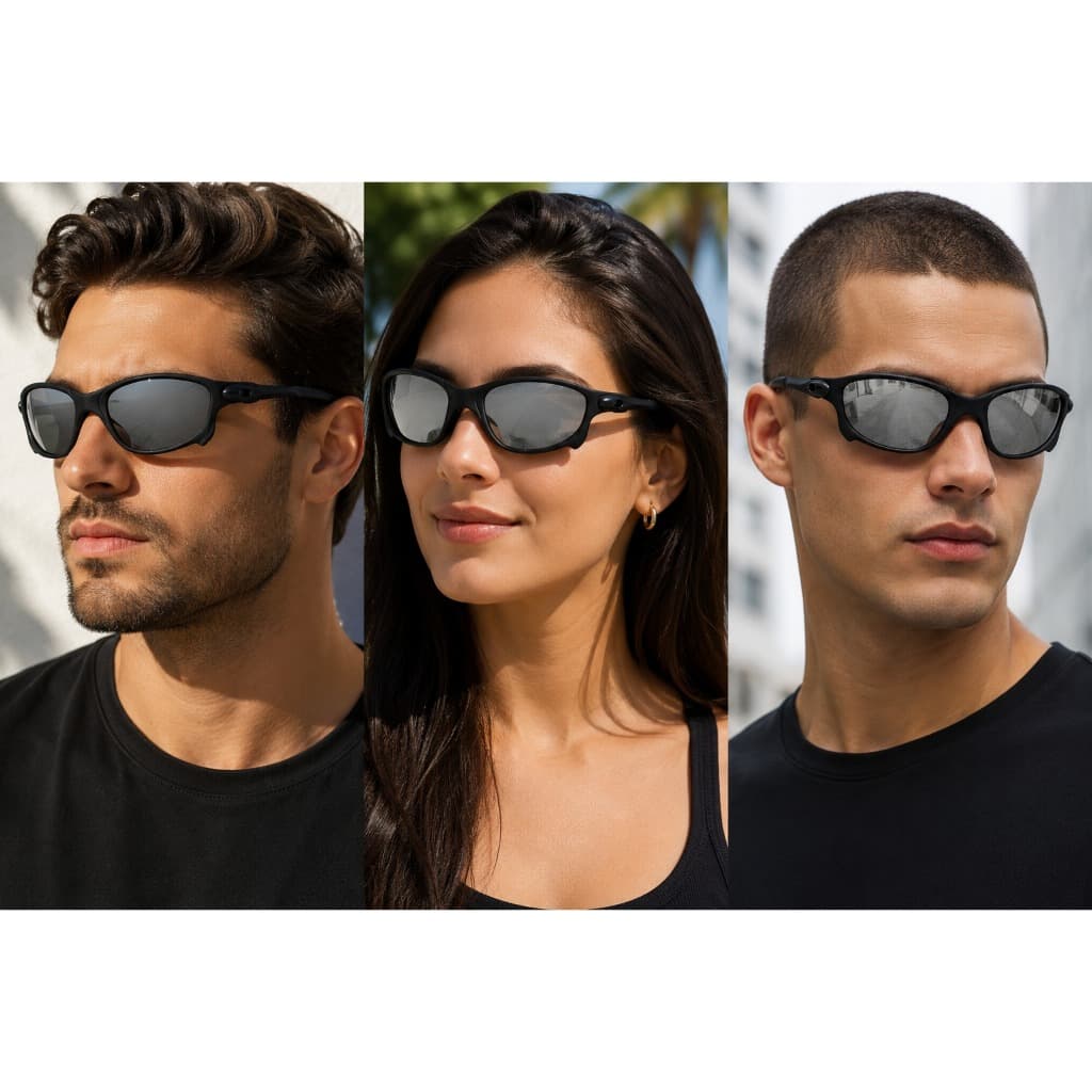 Óculos unissex Esportivo Premium Black com Lentes Espelhadas e Haste Metalica