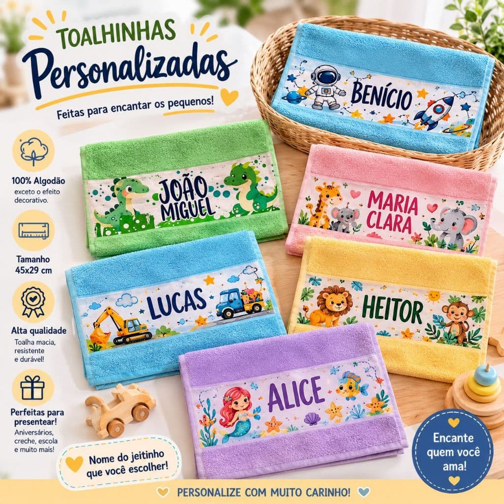 Kit Toalhas Toalinhas Personalizadas De Boca Creche, Volta As Aulas, Lembrancinhas, Festa