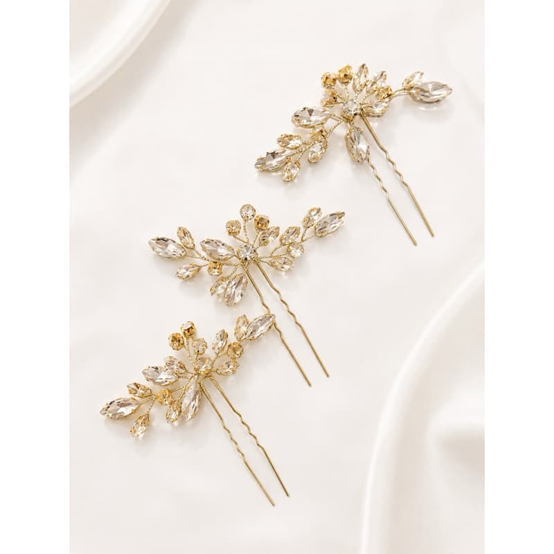 Kit 3 grampos pentes Enfeites dourados galhos adornos ornamentos para penteados em cabelos mulheres para festas casament