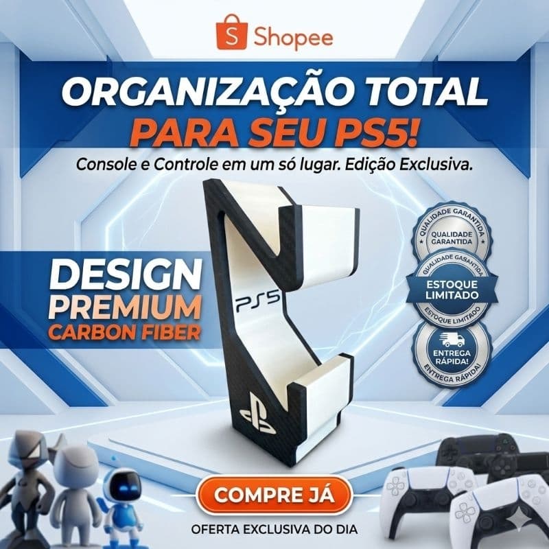 Suporte Duplo Controle PS5 Base Suporte Gamer Organizador DualSense Para 2 Controles Video Game