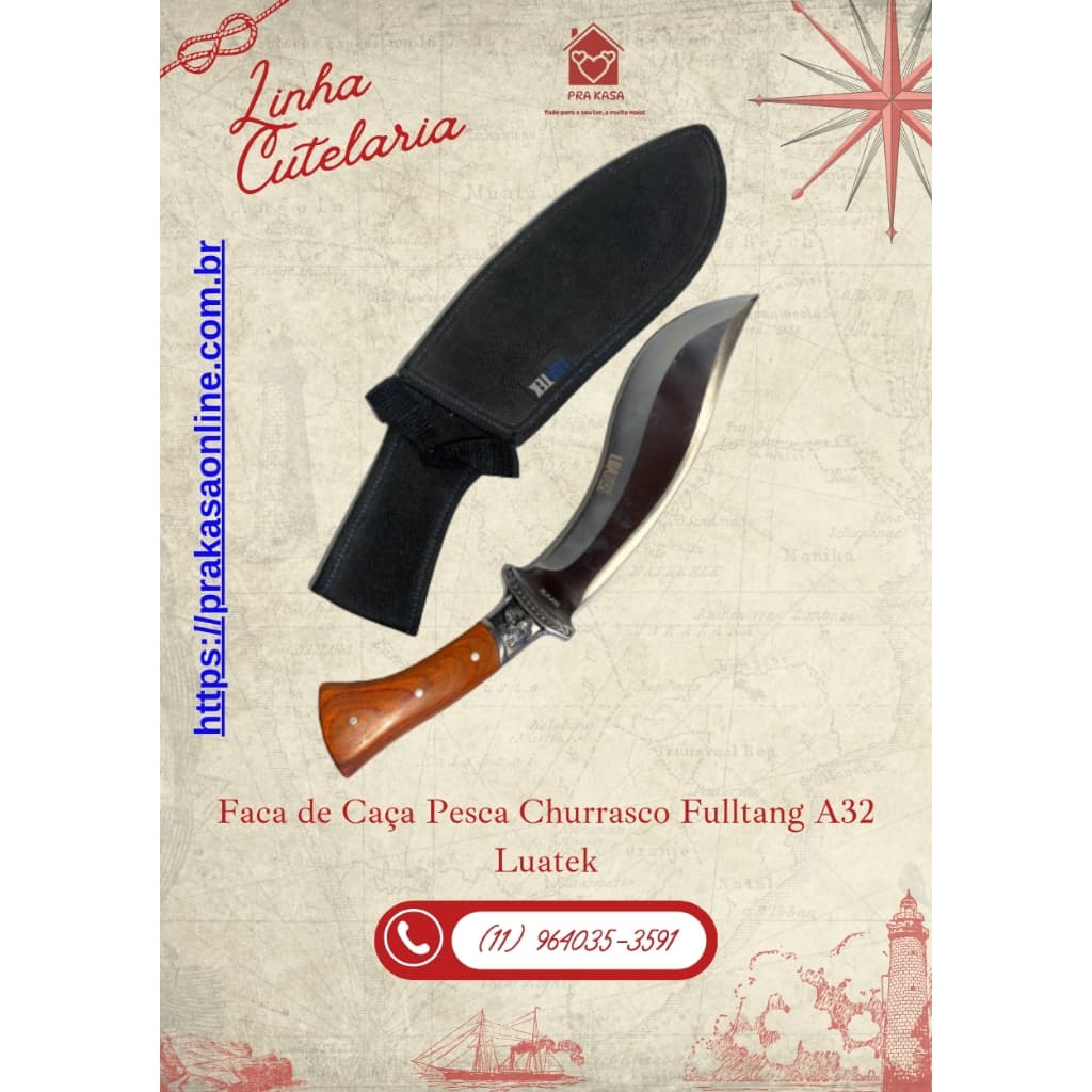 Faca de Caça Pesca Churrasco Fulltang A32 Luatek