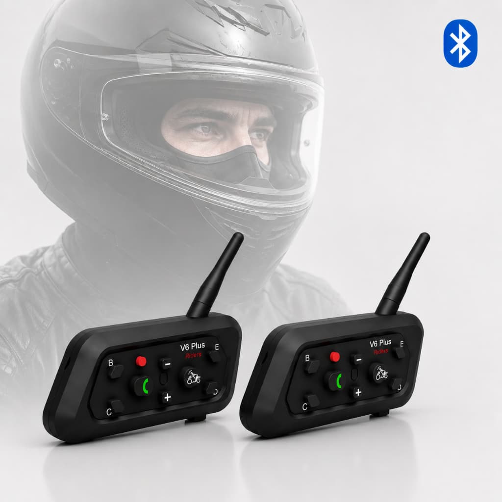 Intercomunicador Bluetooth V6 Plus Para Capacete Moto 1200m À Prova D’Água Comunicação Até 6 Pilotos