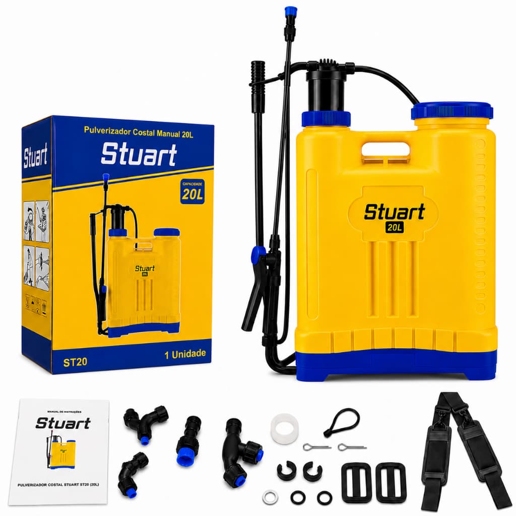 Bomba Costal De Veneno Pulverizador Agrícola Manual 20 Litros Com Alças Muito Resistente Cor Amarelo
